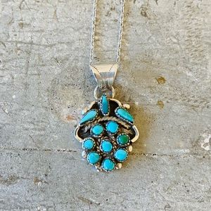 Silver and Turquoise Pendant Necklace